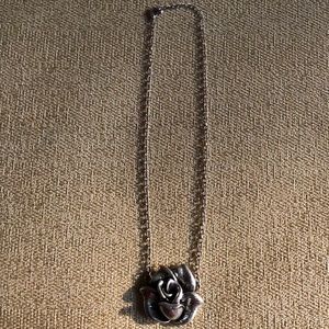 Stunning Silver Rose Pendant